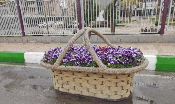 گلدان زیبای شهری طرح سبد/فایبرگلاس